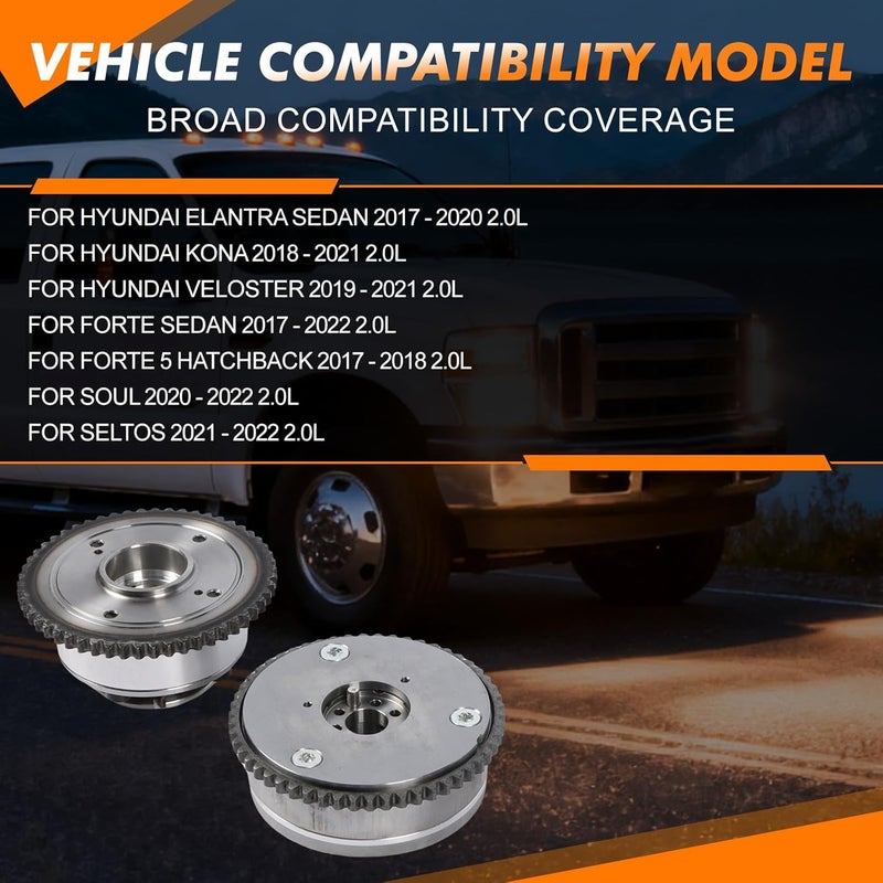 COPACHI 24370-2E020 Exhaust and Intake Camshaft Adjusters CVVT Sprocket 2pcs for Hyundai Elantra Kona Veloster Kia Forte Soul 2017-2022 2.0L 1.8L Engines OE 243702E020 243502E700 - Image 2